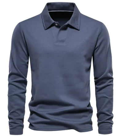 Long Sleeve Men's Casual Solid Color Top Lapel