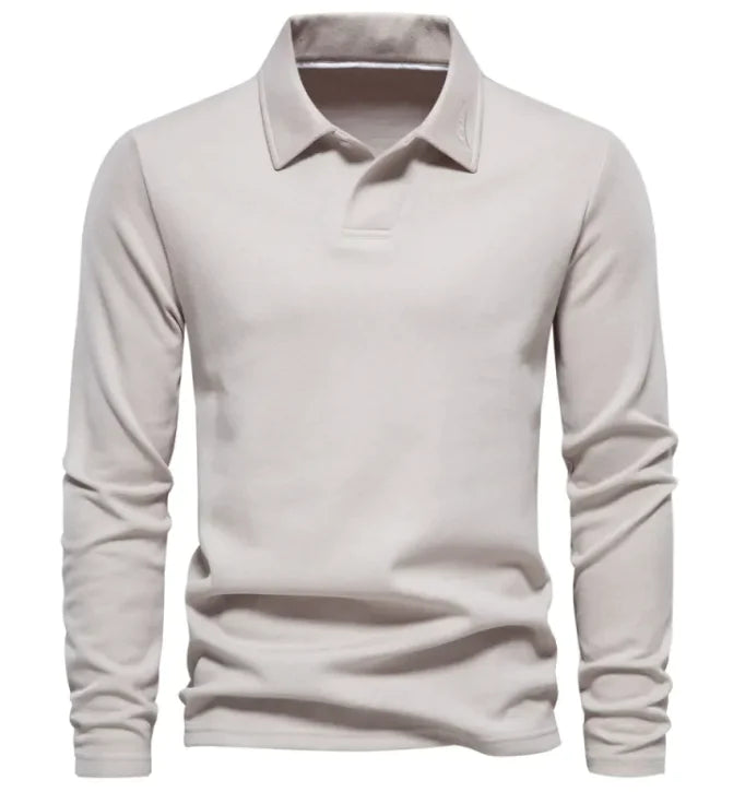 Long Sleeve Men's Casual Solid Color Top Lapel